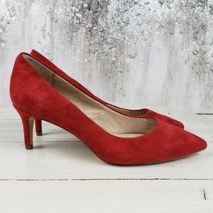 446gap Louise Et Cie JORDYNA red suede mid heel pumps ladies size 6